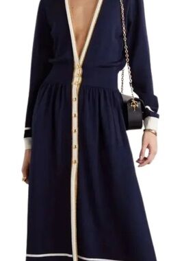Brand new with tags Gucci Button-Embellished Striped Wool Midi Dress size large